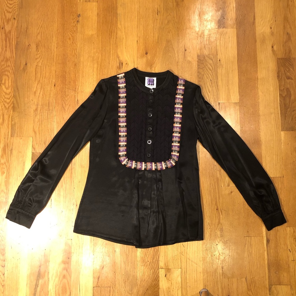 Sui by Anna Sui Black Blouse, Size Small
